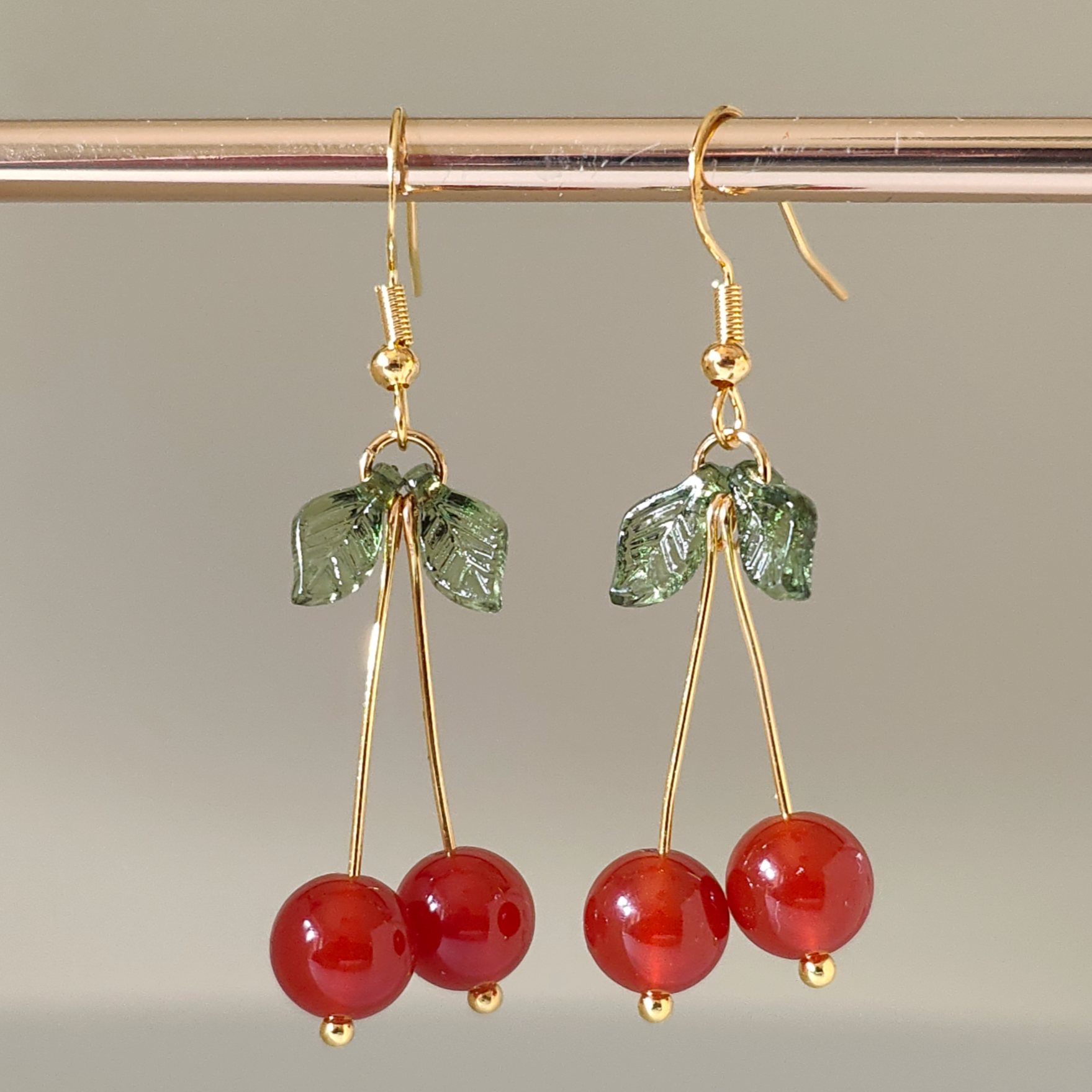 Lachite - Red Cherry Dangle Earrings