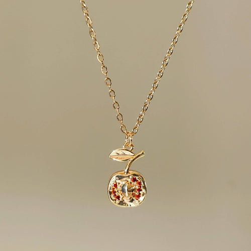 Lachite - 18K Gold Plated Apple Red Cubic Zirconia Necklace