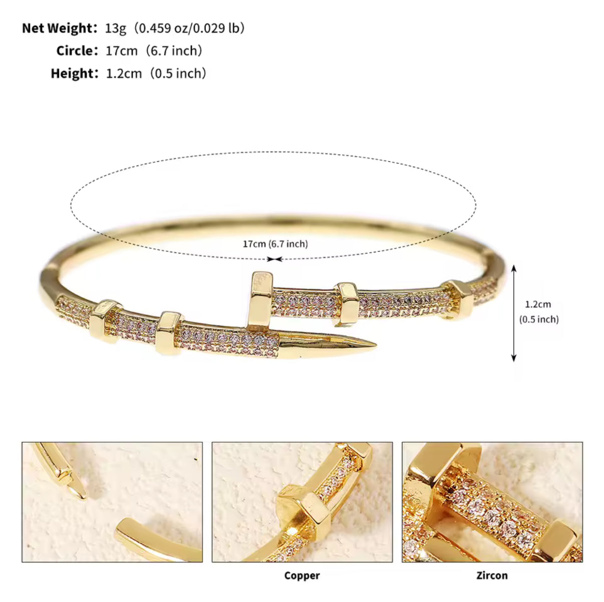Lachite Collection - Sparkling Zircon Nail Bracelet