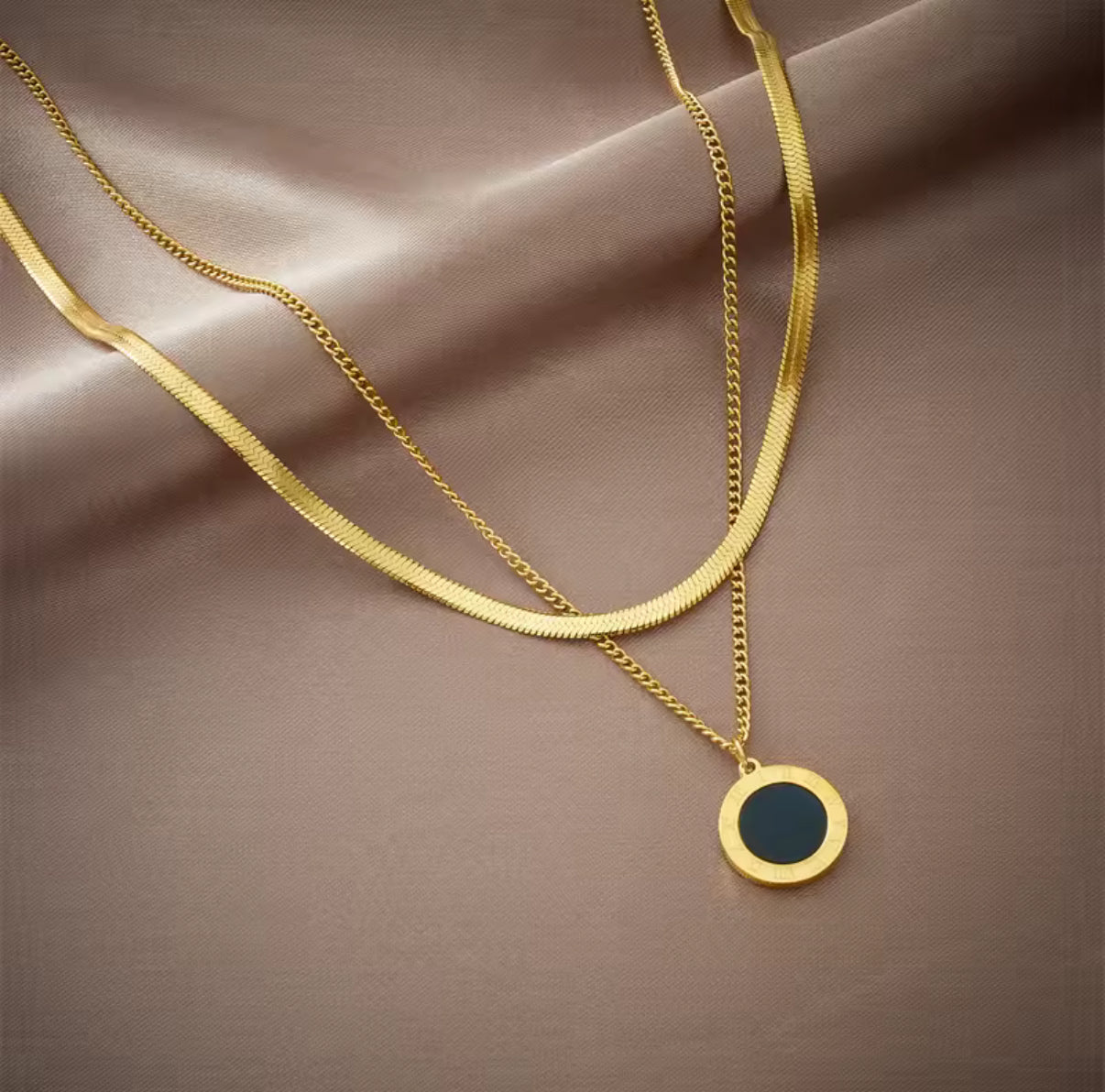 Lachite Collection - 316L Stainless Steel Roman Numerical Pendant Necklace