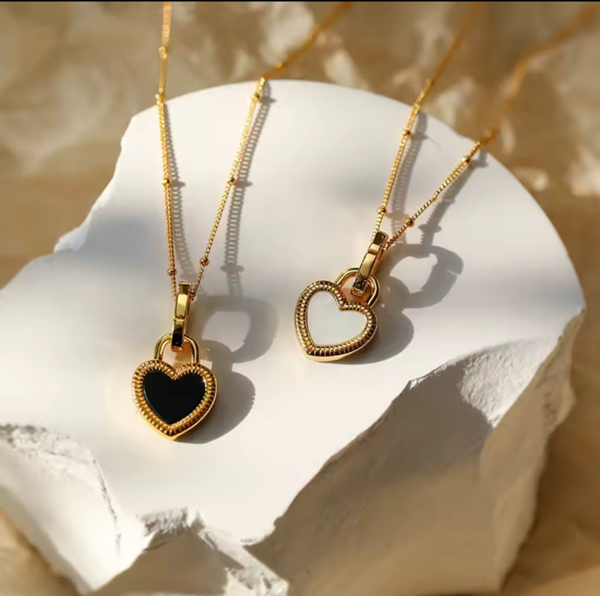 Lachite Collection - Vintage double sided Heart Pendant Necklace