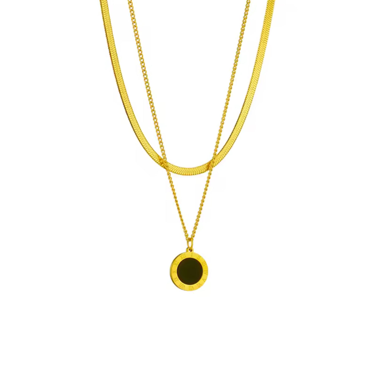 Lachite Collection - 316L Stainless Steel Roman Numerical Pendant Necklace