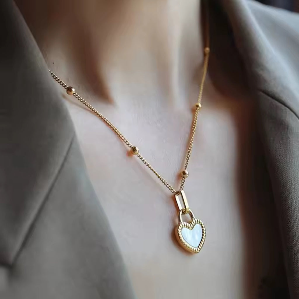 Lachite Collection - Vintage double sided Heart Pendant Necklace