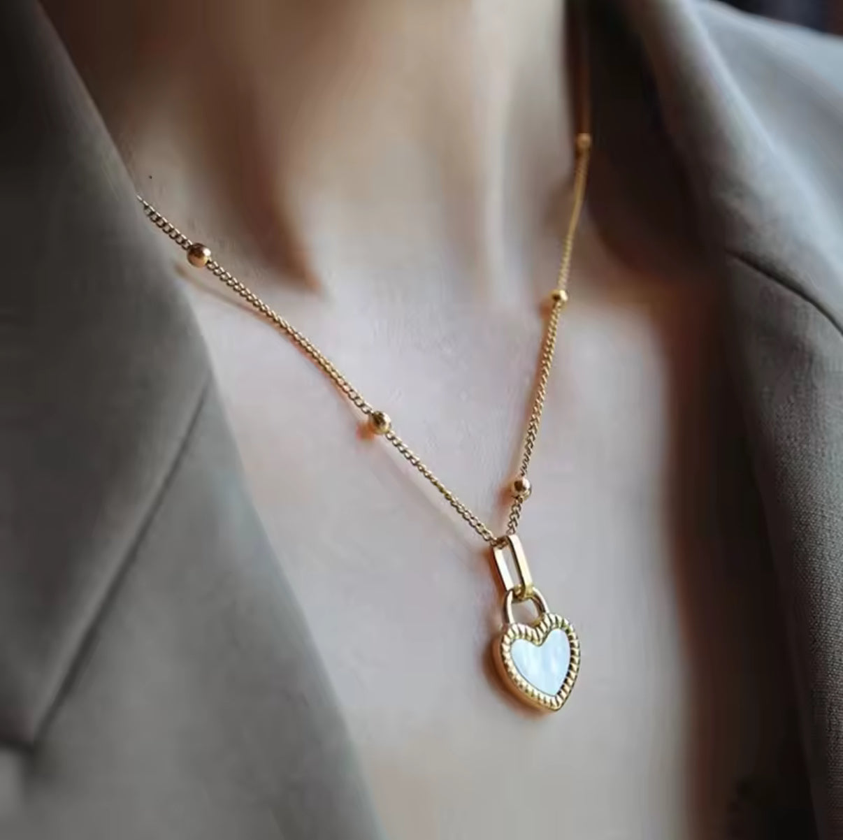 Lachite Collection - Vintage double sided Heart Pendant Necklace
