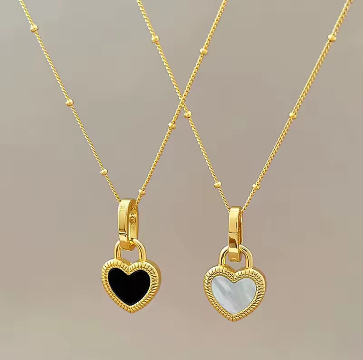 Lachite Collection - Vintage double sided Heart Pendant Necklace