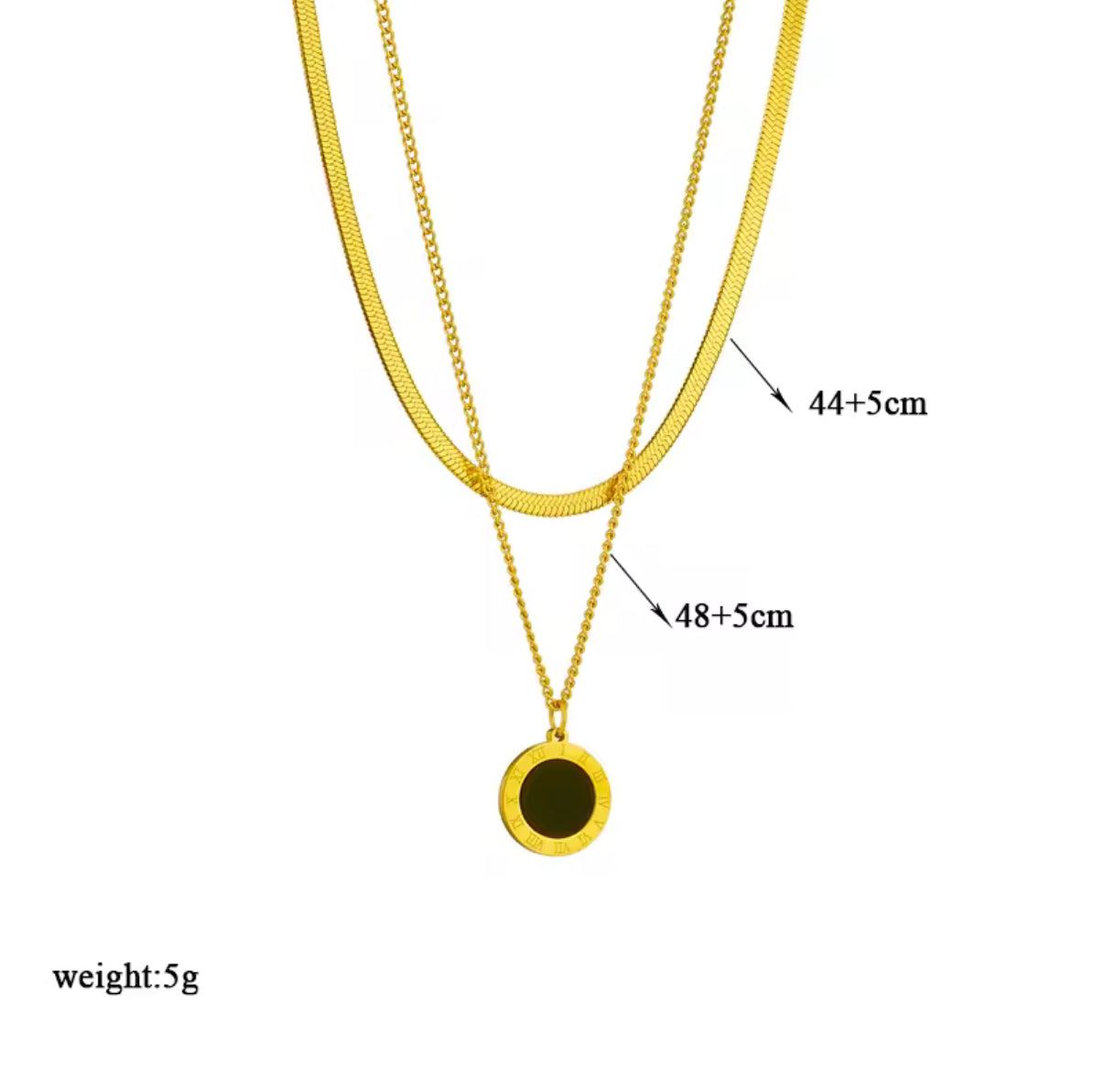 Lachite Collection - 316L Stainless Steel Roman Numerical Pendant Necklace
