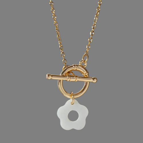 Lachite - Flower Shell Toggle T Bar Necklace