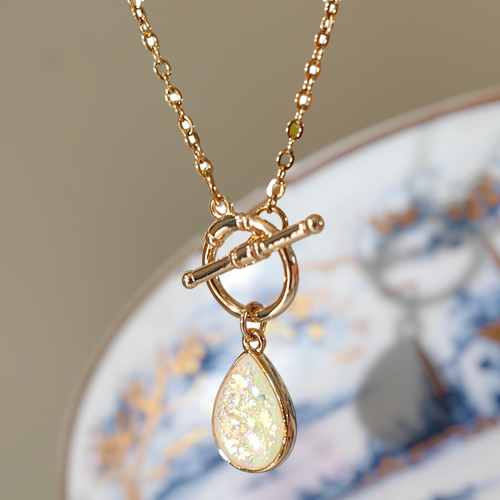 Lachite - Handmade Opal Resin Teardrop Toggle Necklace